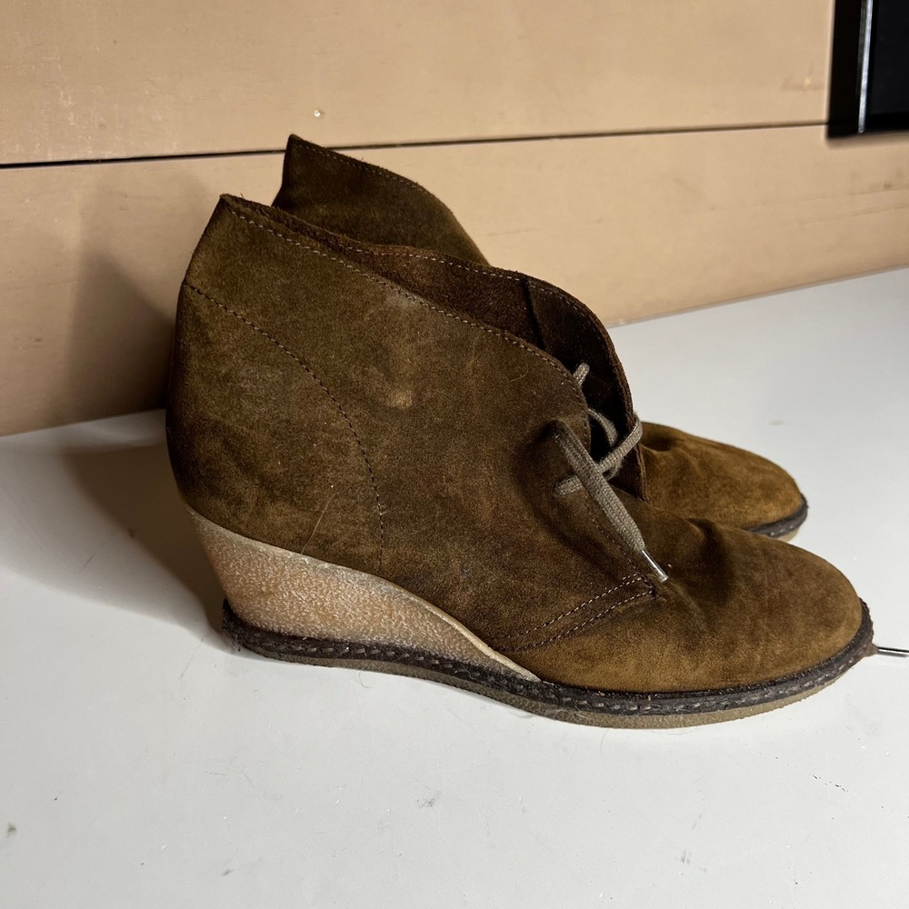J.Crew MacAlister Suede Wedge Ankle Boots Brown Italian Leather Chukka 8